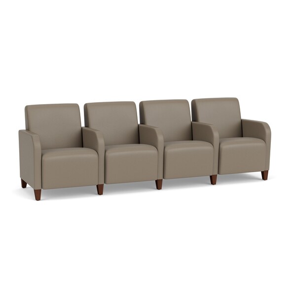 Lesro Siena Lounge Reception 4 Seat Tandem Seating, Walnut, MD Farro Upholstery SN4103 - main